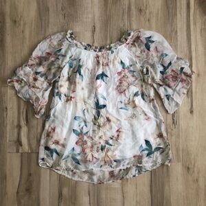 Bellambia Silk Blend Elegant Floral Chiffon Blouse Made in Italy